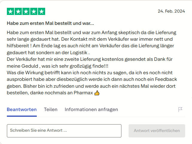 Pharmax customer review on Trustpilot