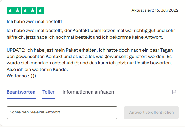 Pharmax customer review on Trustpilot